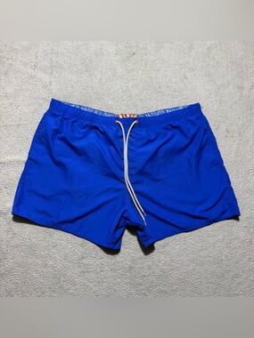 Ted Baker Swim Trunks Mens 6 (2XL) Blue Brief Lined Shorts Drawstring Meas 40x4